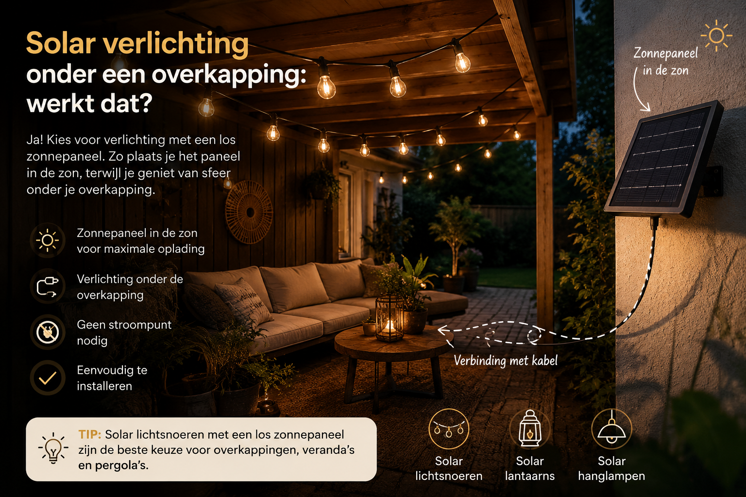 Solar verlichting onder een overkapping: werkt dat echt?