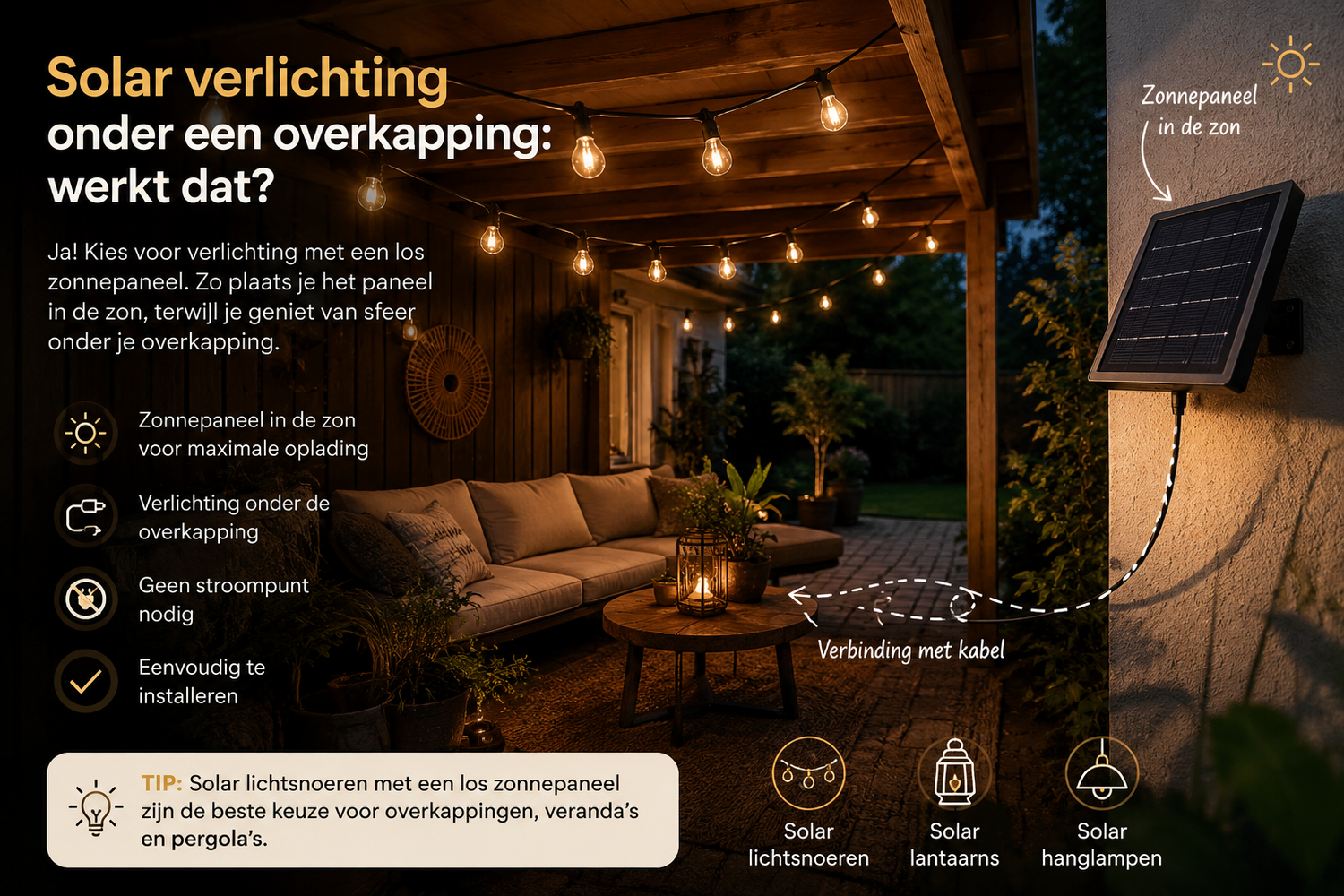 Solar verlichting onder een overkapping: werkt dat echt?
