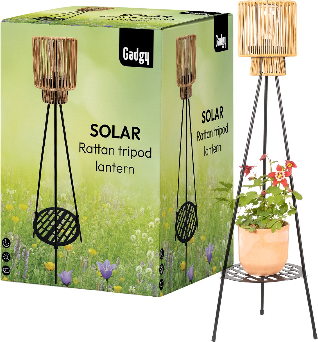 Solar Staande Lamp Driepoot – Bruin – 103 cm