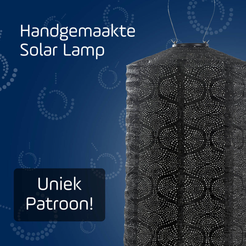Solar Lampion Zylinder - Tigres Schwarz - 28 cm