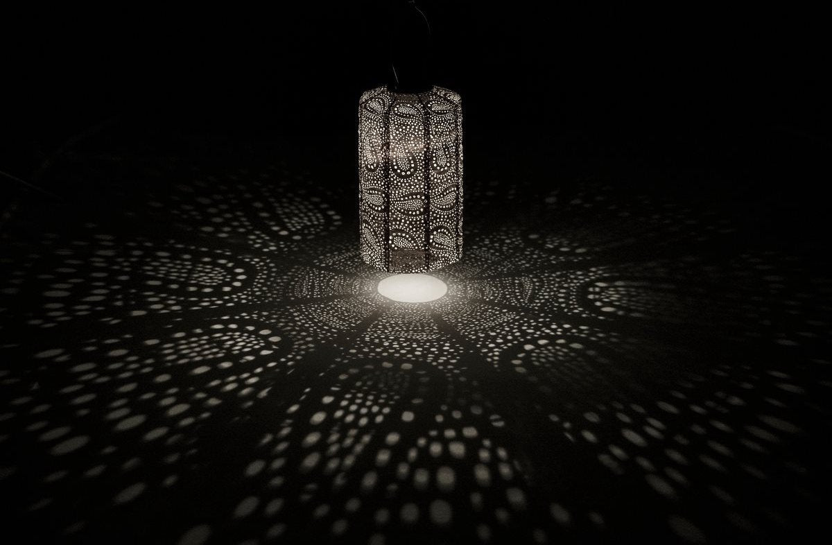 Solar-Lampion Zylinder - Mandela Petrol - 18 cm