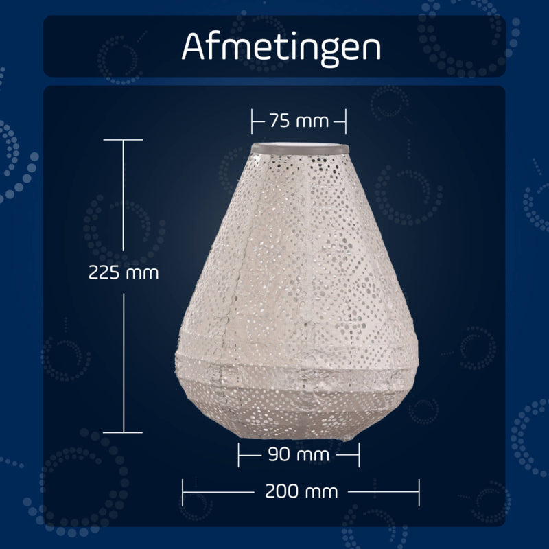 Lampion Solaire Tulipe - Topaze Taupe Clair - 20 cm