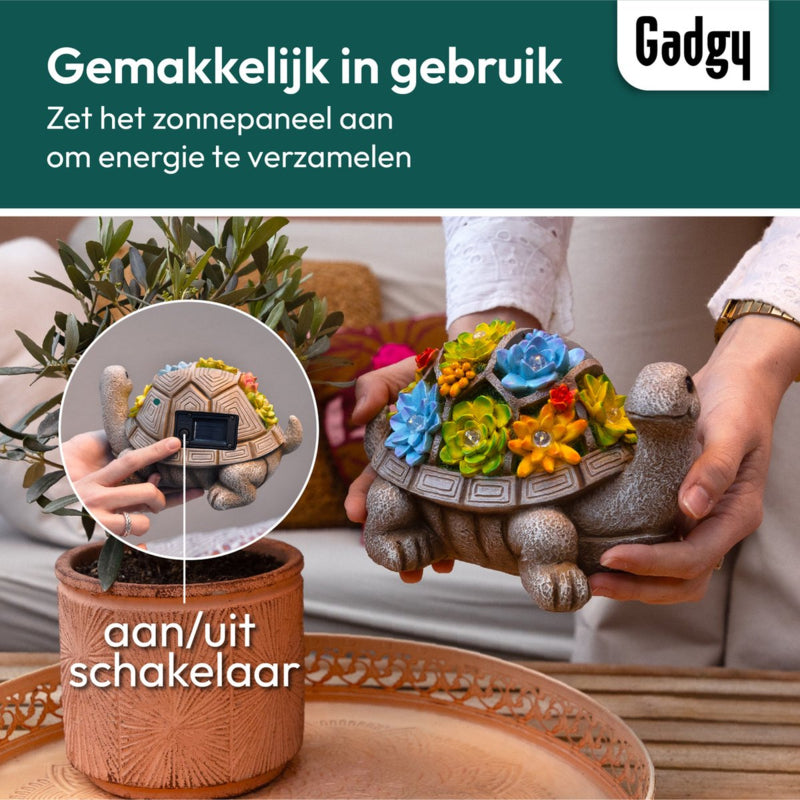 Solar Schildkröten-Gartenstatue 21 cm