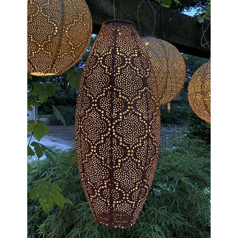 Solar Lampion Long Oval - Mosaic Dark Grey - 20 cm
