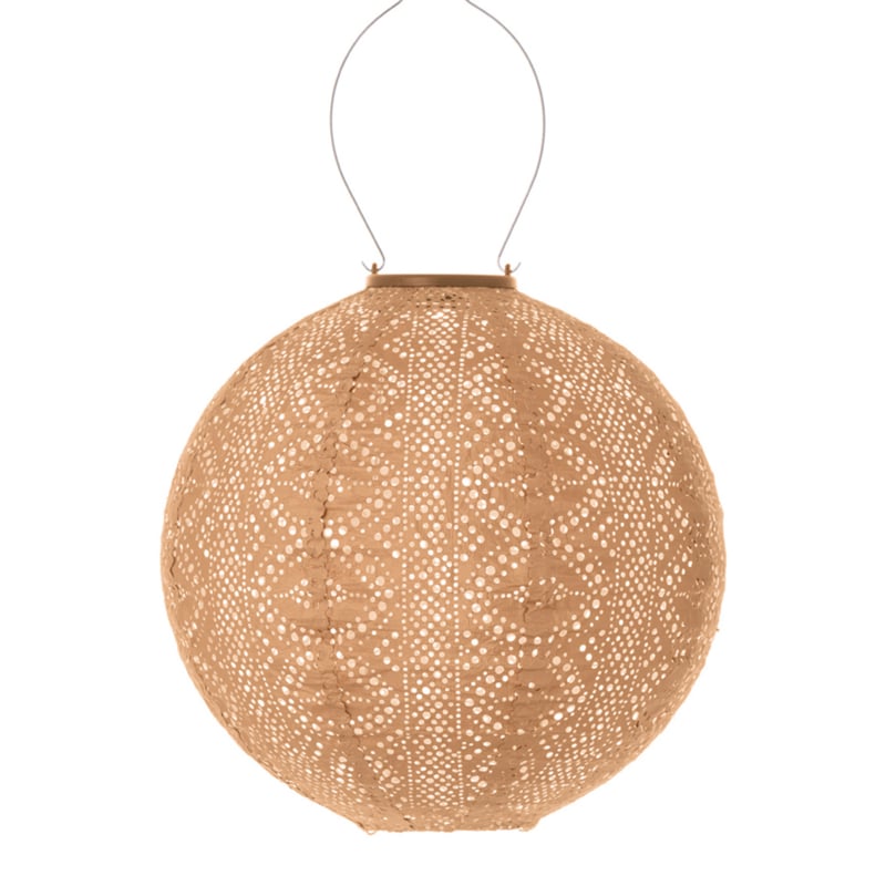 Lanterne Solaire Ronde - Dentelle Abricot - 30 cm