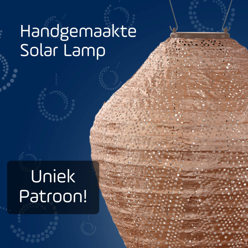 Lanterne Solaire Jarre - Ikat Rose - 30 cm