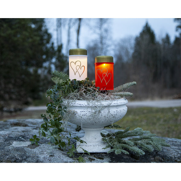 Solar-Grablicht Gartenstecker – Kerze Hearty Red – 12 cm