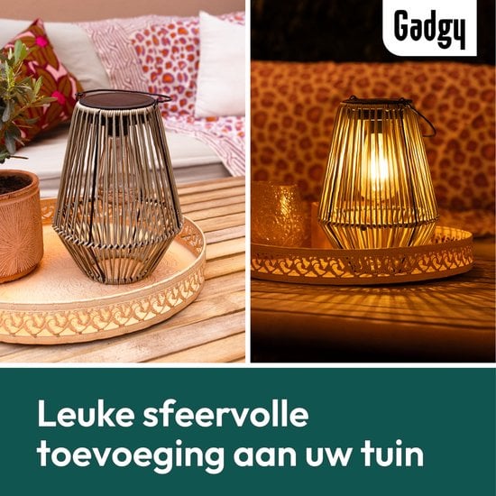 Lampe de table solaire en rotin – 36 cm