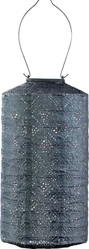 Lanterne Solaire Cylindrique - Gris Bleu Topaze - 18 cm