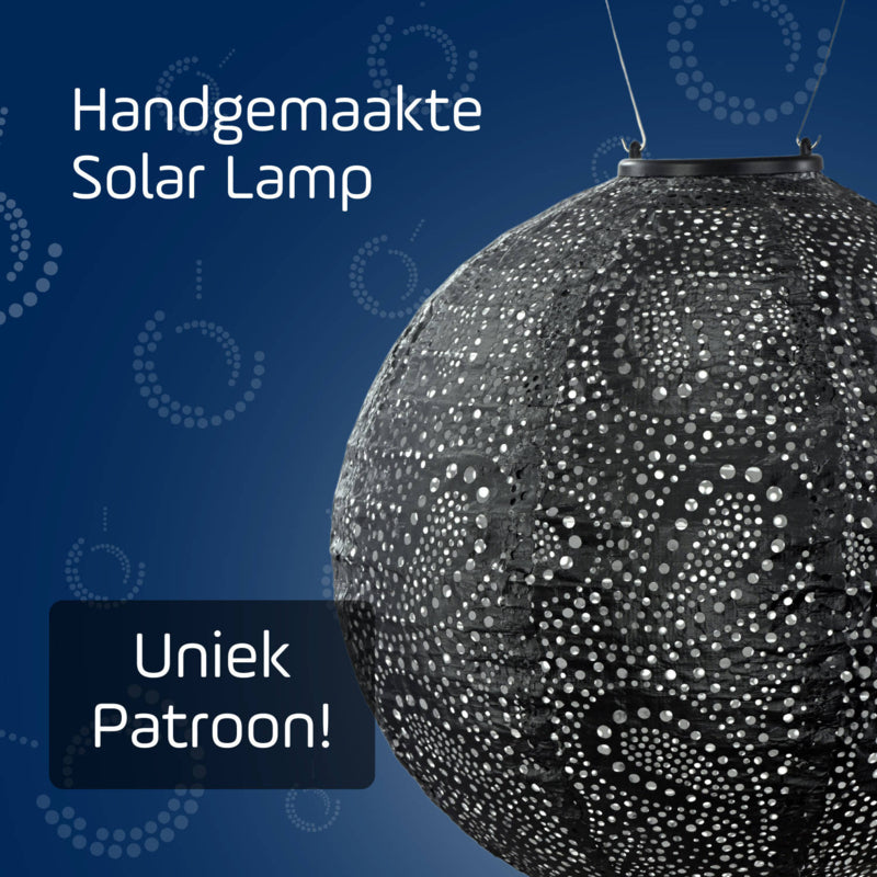 Lampion solaire rond - Paisley Gris Foncé - 30 cm