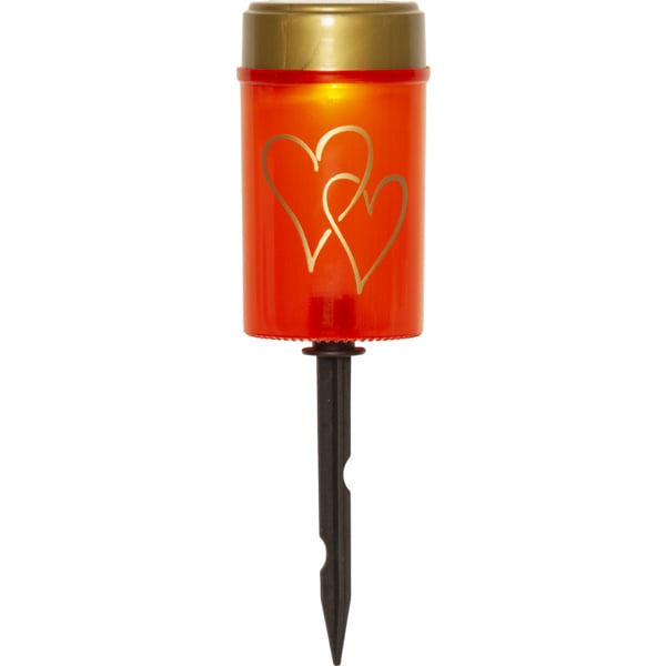 Lampe Solaire de Tombe Piquante - Bougie Cœur Rouge - 12 cm