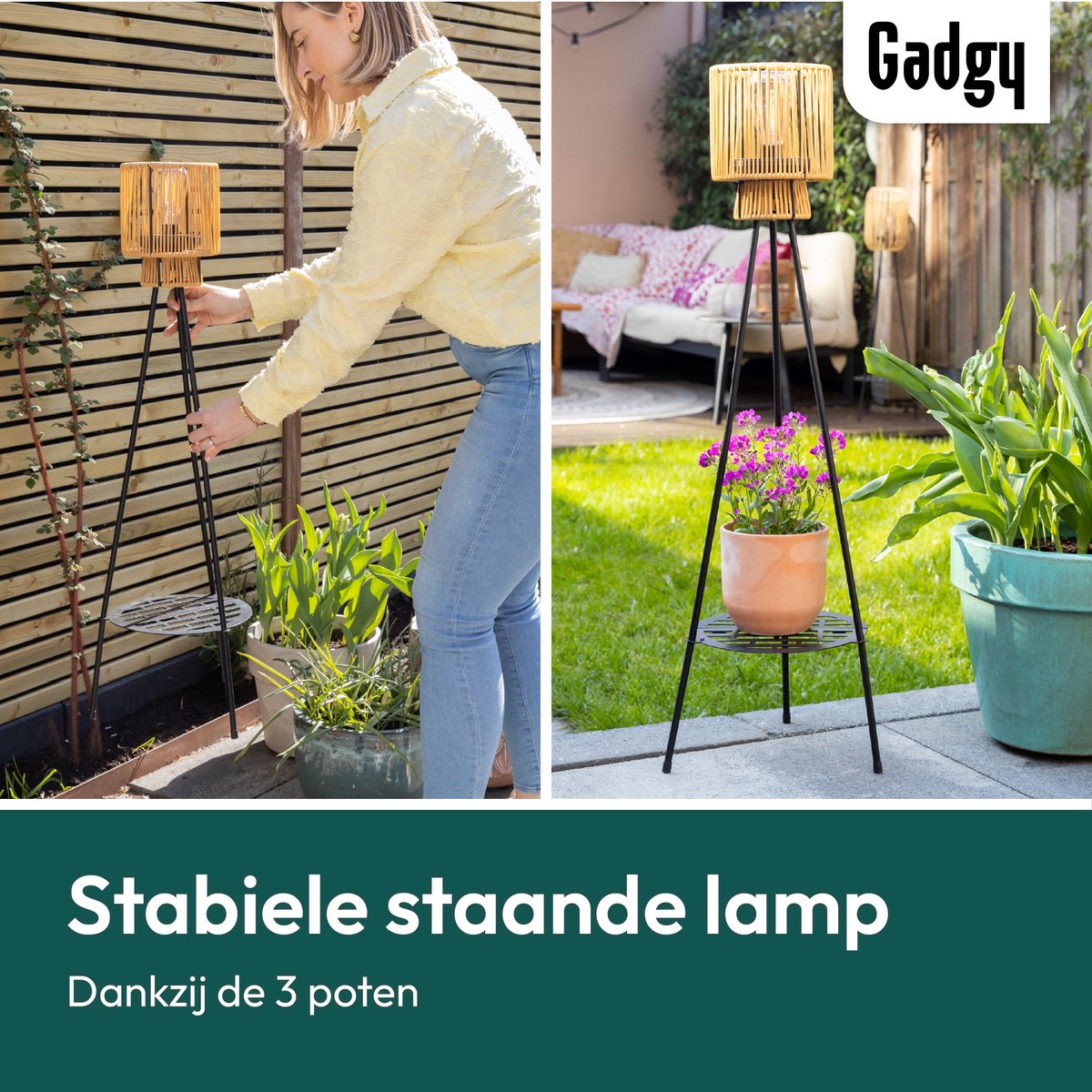 Solar Staande Lamp Driepoot – Bruin – 103 cm
