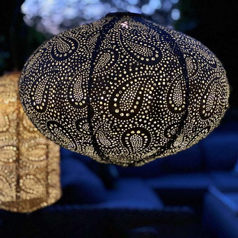 Solar Lampion Oval - Paisley Taupe - 40 cm