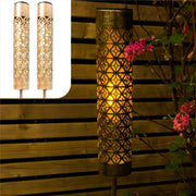 Solar Gartenstecker Metall Gold Flammeneffekt - 2er Set - 98 cm