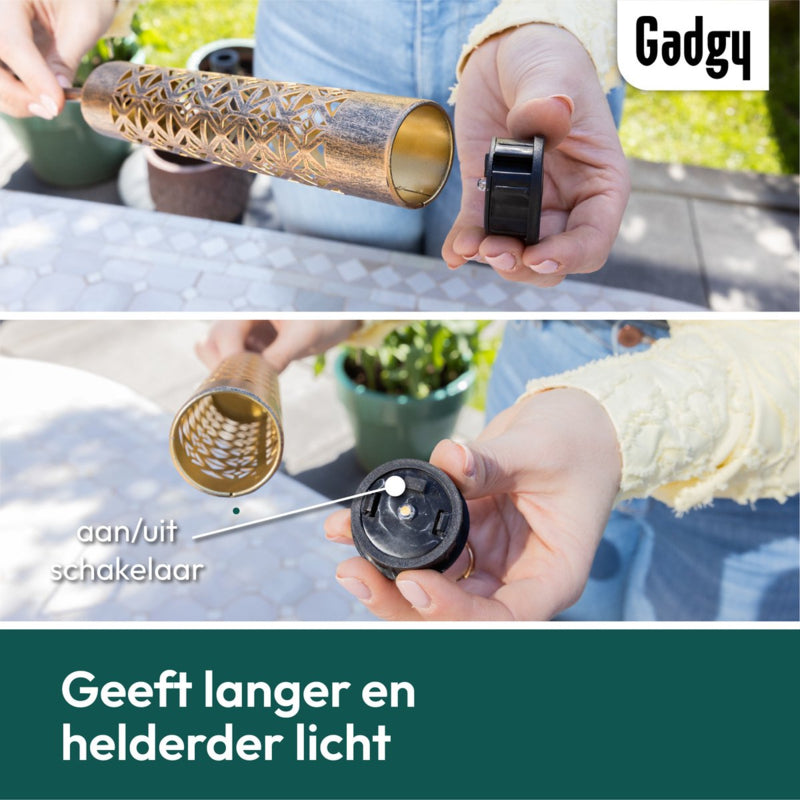 Solar-Gartenstecker Metall Gold – 2er-Set – 61 cm