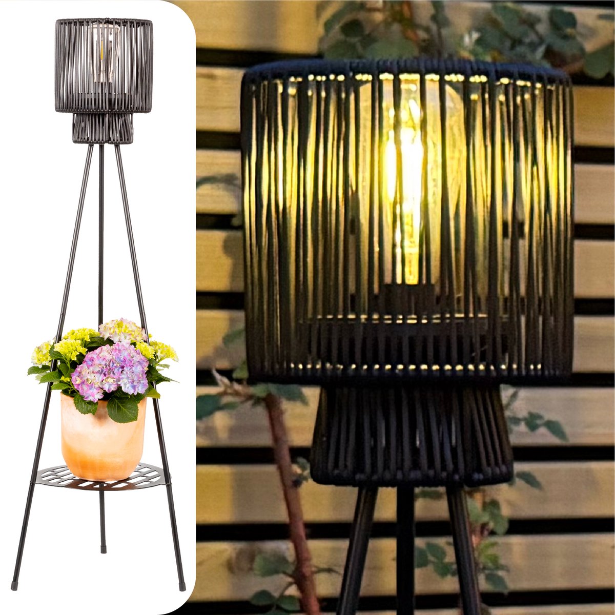 Solar Staande Lamp Driepoot – Zwart – 103 cm