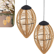 Solar-Hängelampen Rattan – 2er-Set