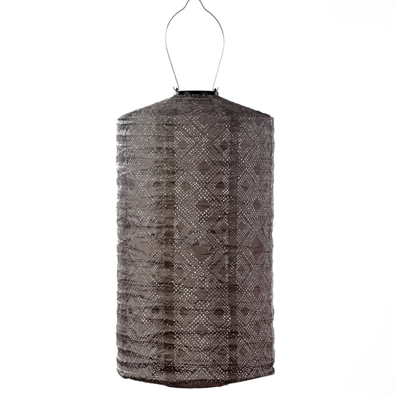 Lampion solaire cylindrique - Mosaïque Taupe - 28 cm