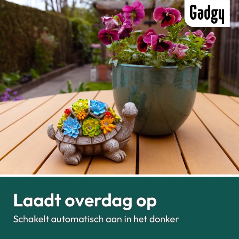 Solar Schildkröten-Gartenstatue 21 cm