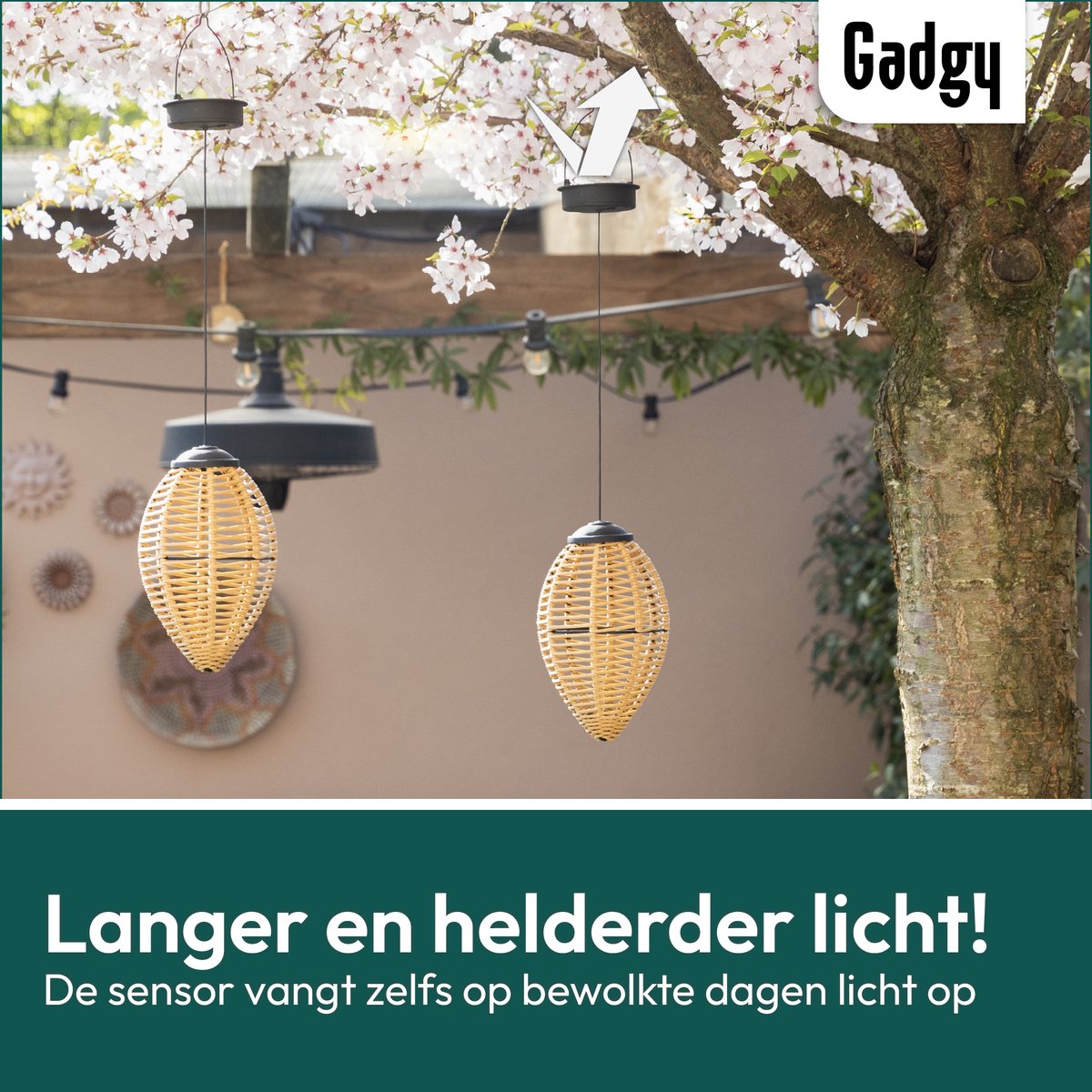 Solar-Hängelampen Rattan – 2er-Set