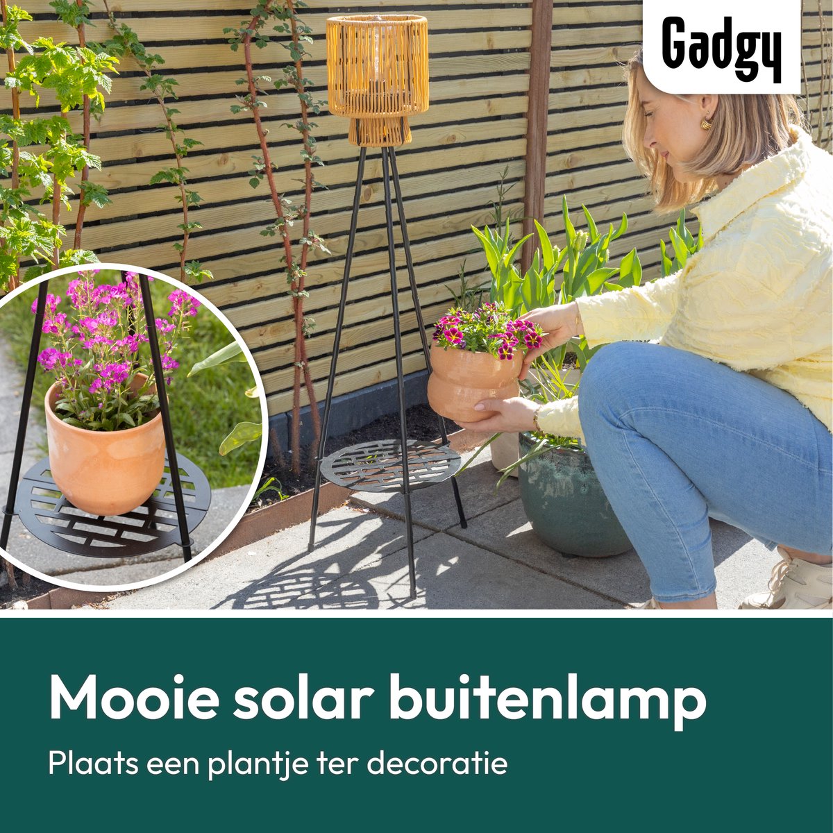 Solar Staande Lamp Driepoot – Bruin – 103 cm