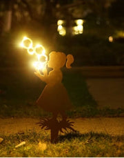 Piquet Solaire de Jardin - Fille avec Bulles - 50 cm