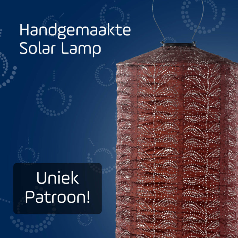 Lampion Solaire Cylindrique - Cuivre Folia - 28 cm