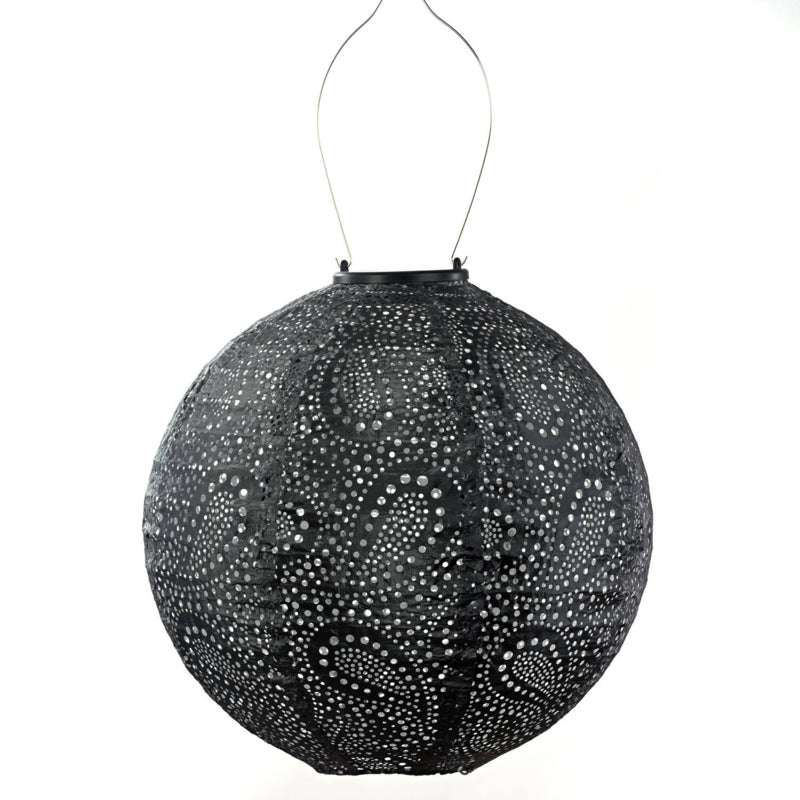 Lampion solaire rond - Paisley Gris Foncé - 30 cm