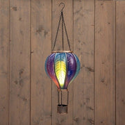 Solar-Heißluftballon mit Flammen-Effekt, 24 LEDs – Blau 62 cm