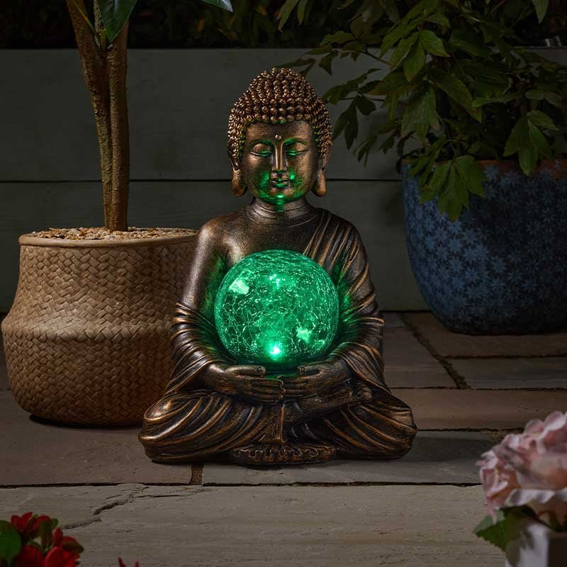 Solar Boeddha met Verlichte Kristalbol