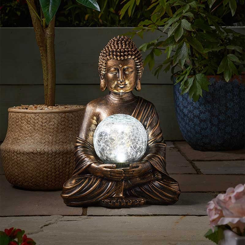 Solar Boeddha met Verlichte Kristalbol