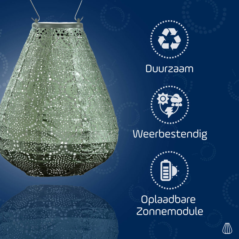 Lampion Solaire Tulipe - Bazaar Vert Sauge - 20 cm