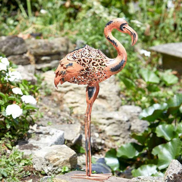 Flamant solaire - Métal - 74 cm