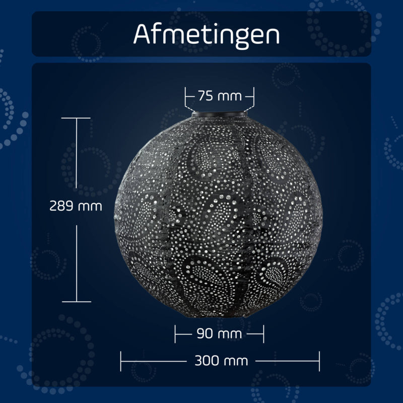 Solar Lampion Round - Paisley Dark Grey - 30 cm