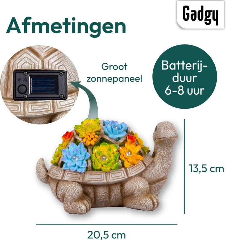 Solar Schildkröten-Gartenstatue 21 cm