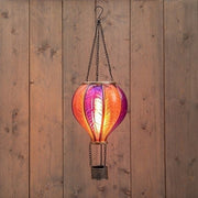 Solar Heißluftballon mit Flammeneffekt 24 LED – Rosa 62 cm