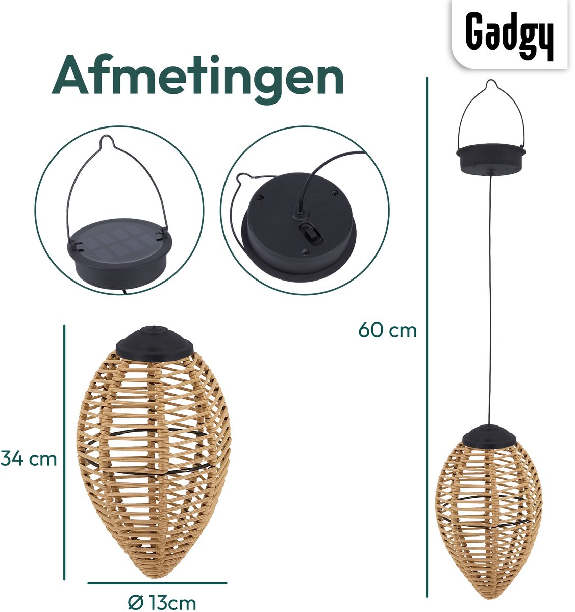 Solar-Hängelampen Rattan – 2er-Set