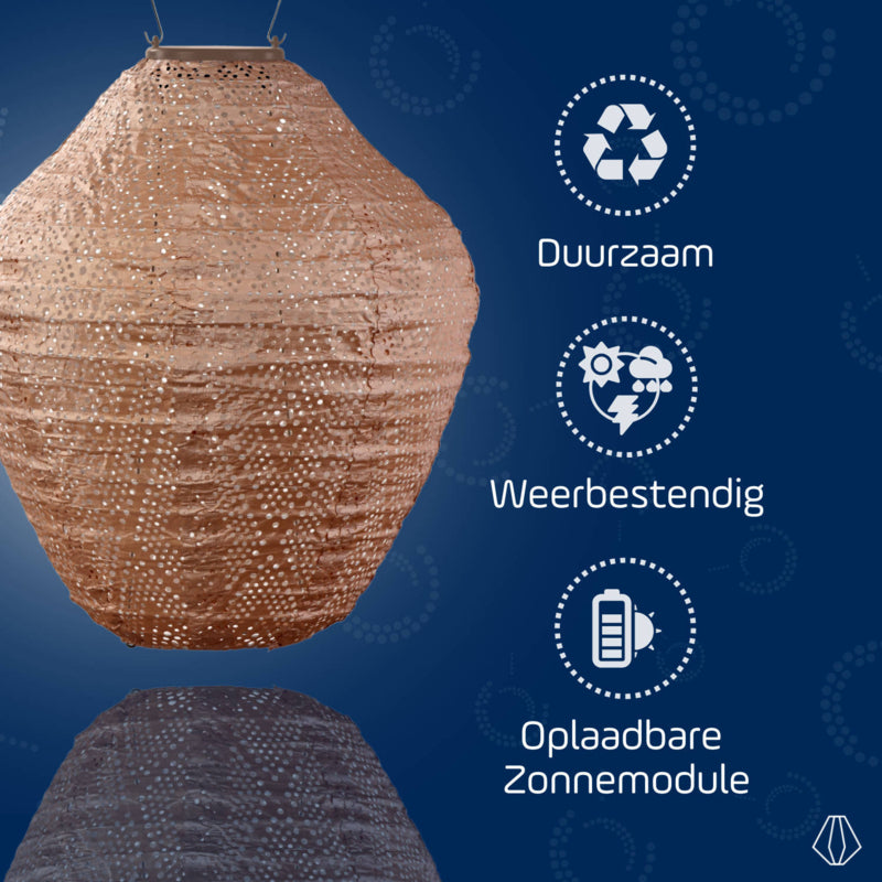 Lanterne Solaire Jarre - Ikat Rose - 30 cm
