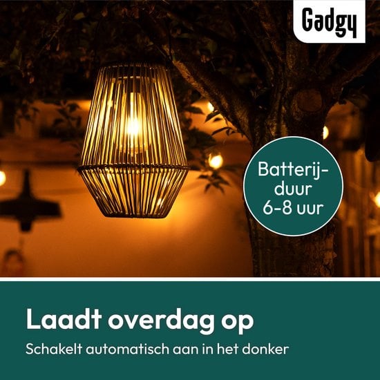 Lampe de table solaire en rotin – 36 cm