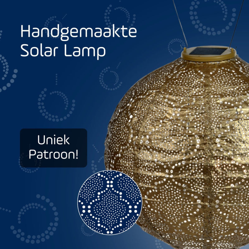 Lanterne solaire ronde - Bazaar Or - 30 cm