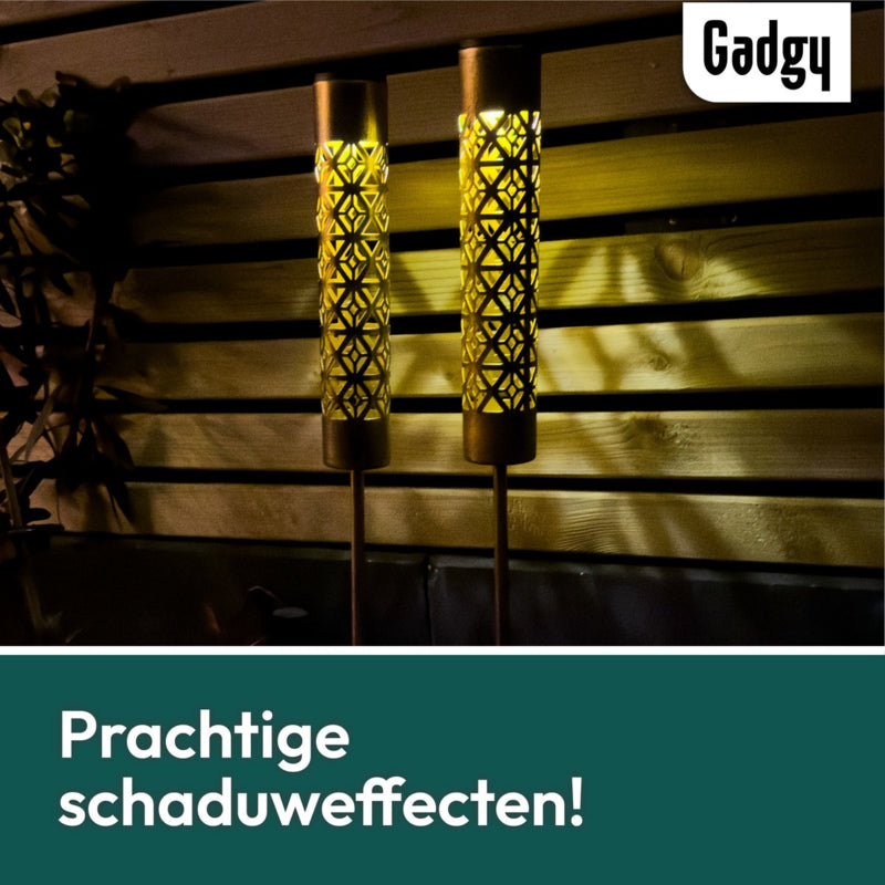Solar-Gartenstecker Metall Gold – 2er-Set – 61 cm