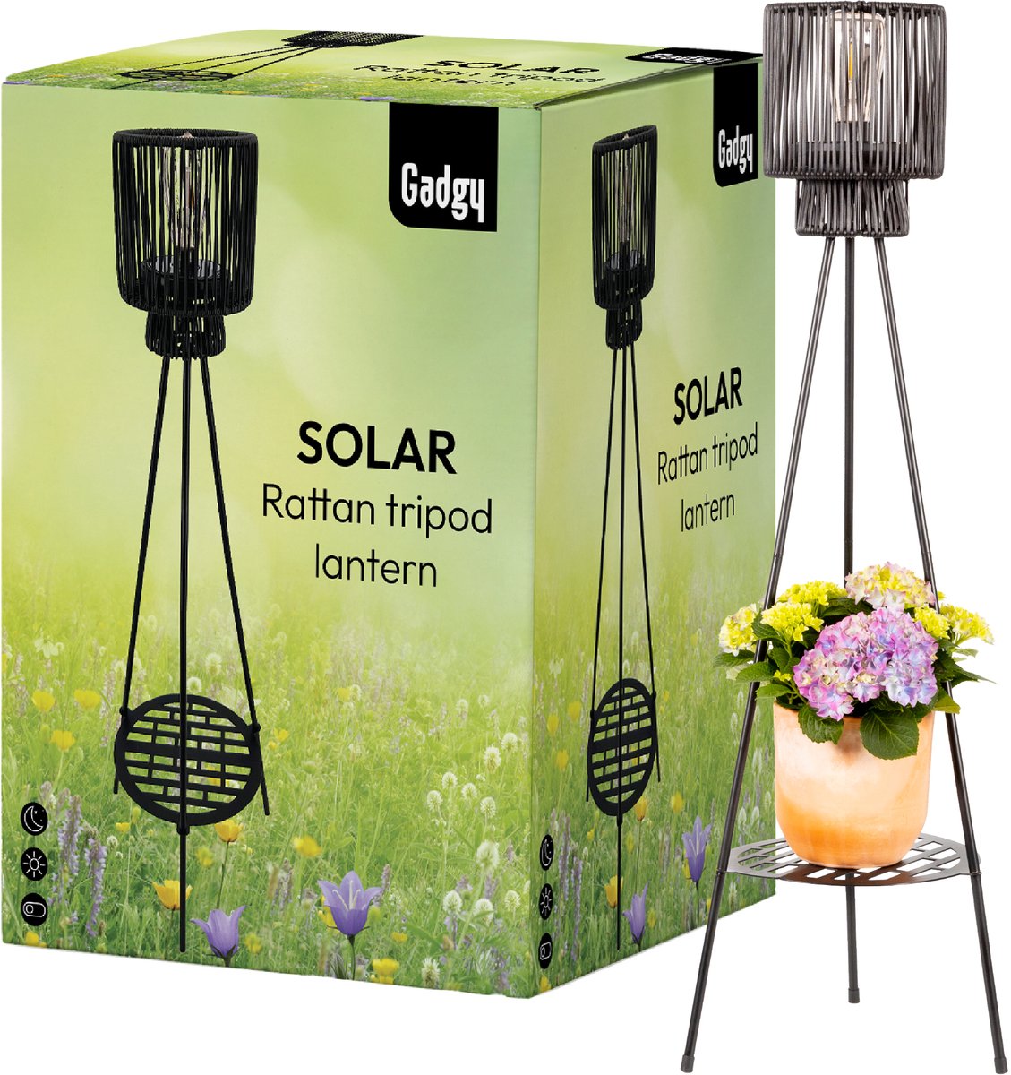 Solar Staande Lamp Driepoot – Zwart – 103 cm
