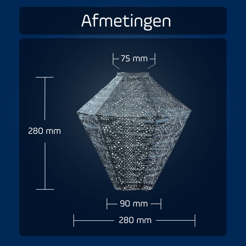 Lampion Solaire Diamond - Dentelle Gris Bleu - 28 cm