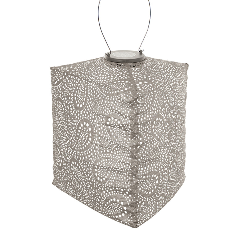 Lanterne Solaire Triangle - Paisley Taupe Clair - 28 cm