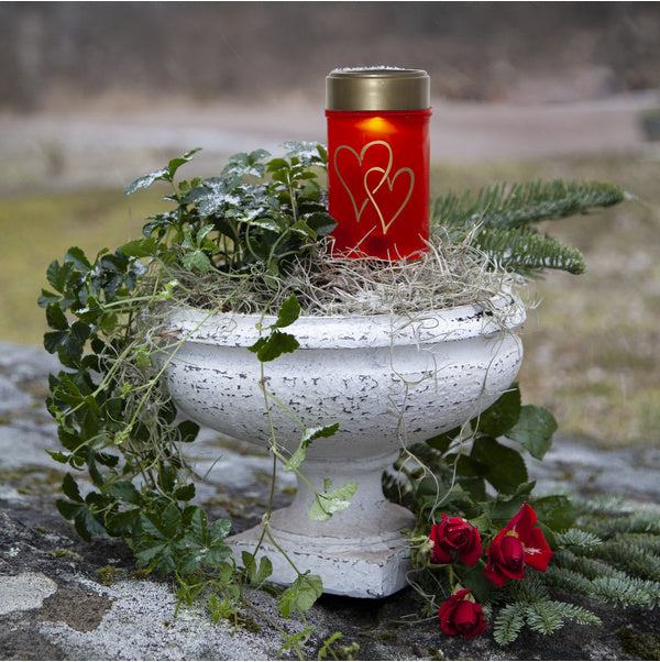 Lampe Solaire de Tombe Piquante - Bougie Cœur Rouge - 12 cm