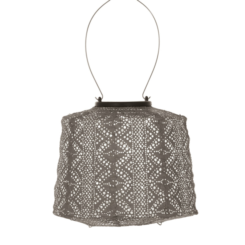 Lampion Solaire - Dentelle Taupe - 20 cm