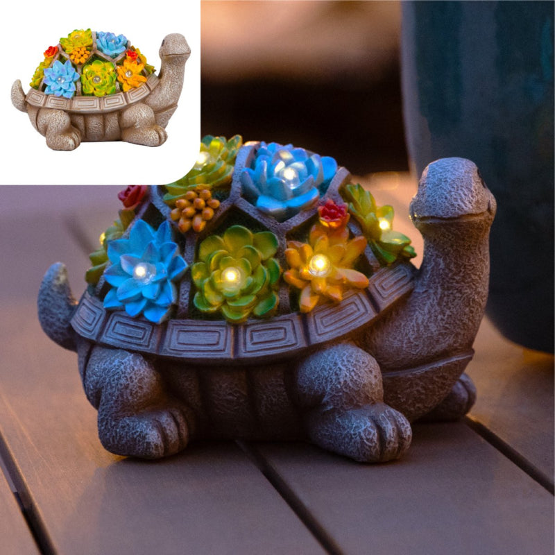 Solar Schildkröten-Gartenstatue 21 cm