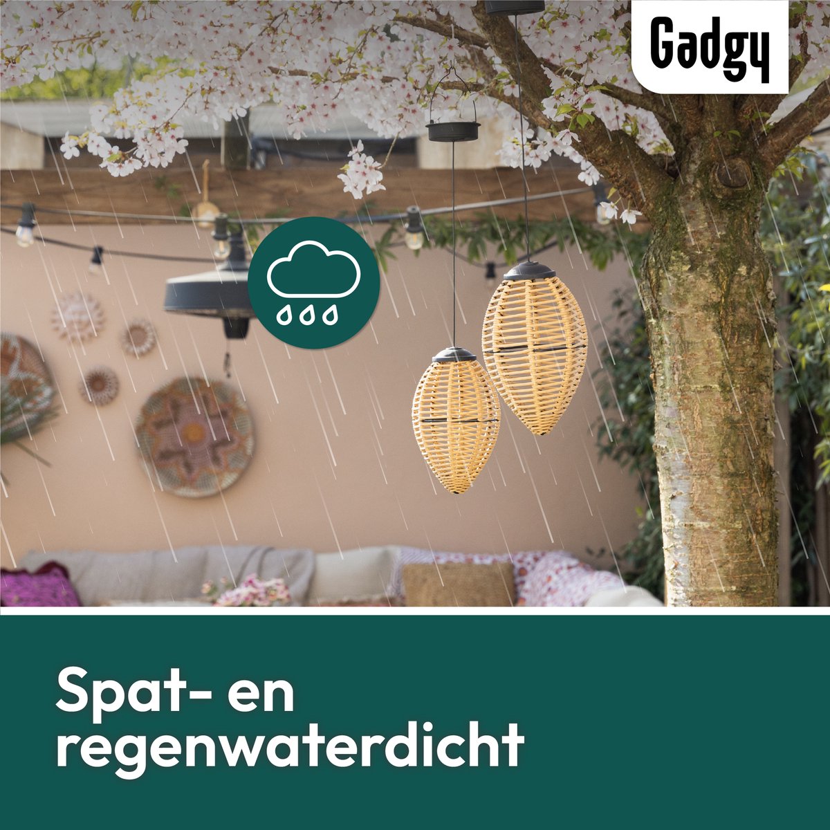 Solar-Hängelampen Rattan – 2er-Set