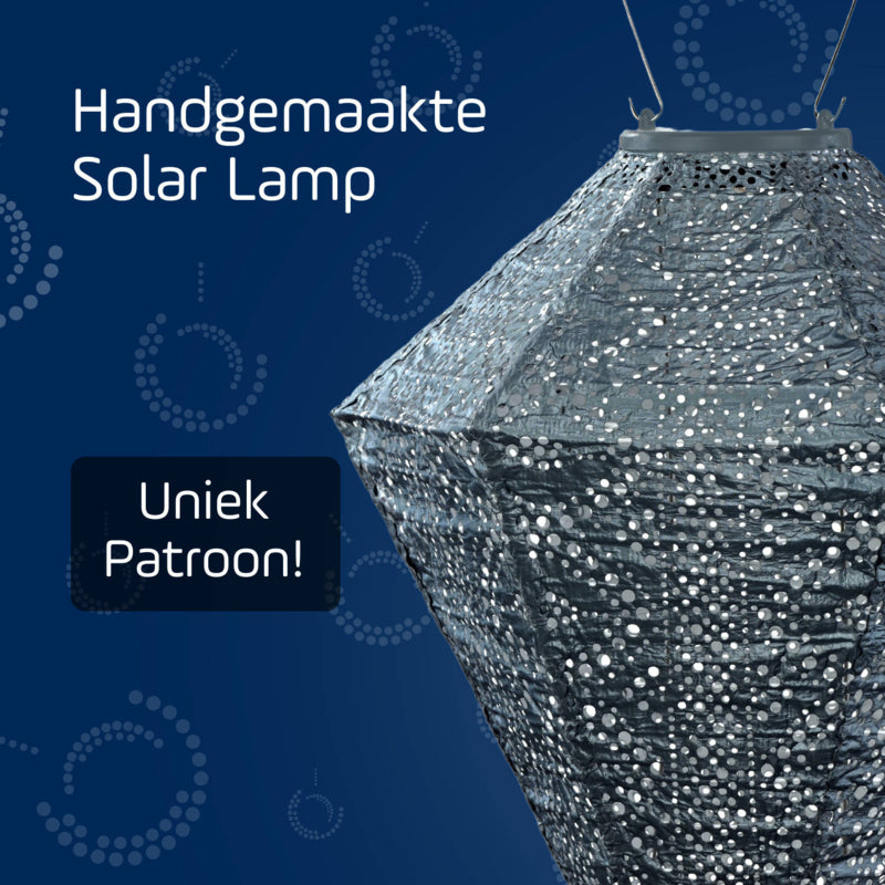 Lampion Solaire Diamond - Dentelle Gris Bleu - 28 cm