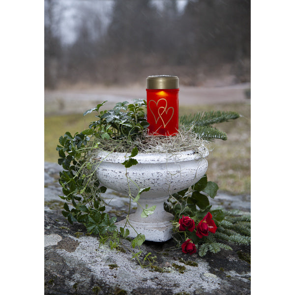 Solar-Grablicht Gartenstecker – Kerze Hearty Red – 12 cm